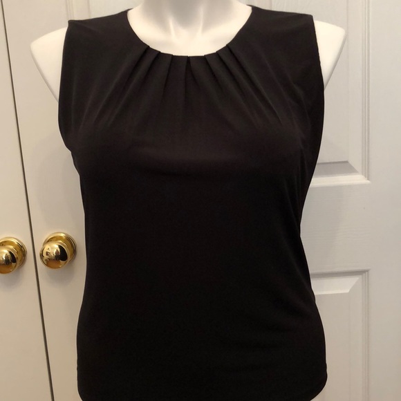 Calvin Klein Black Pleat Neck Sleeveless Tank Cami